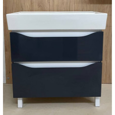 Тумба підлогова HN-80 з умивальником Cross Line 80 ,біло-сіра глянець для ванної кімнати