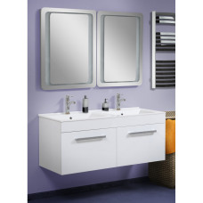 Тумба консольна Подвійна з умивальником, біла для ванної кімнати