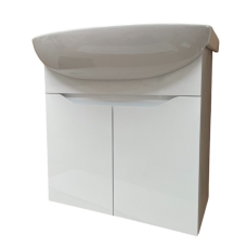 Тумба підвісна Smail-K- 60 з умивальником Артеко-60, біла для ванної кімнати