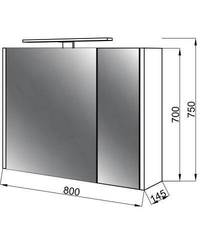 Дзеркальна шафа ЮВВІС Ельба Z-80 см з світильником в ванну кімнату
