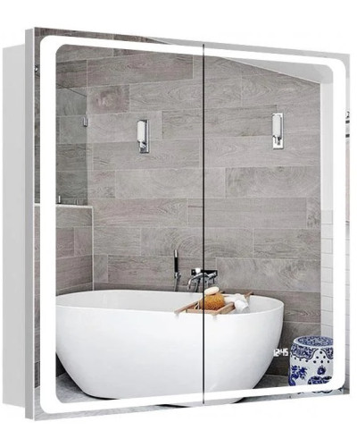 Дзеркальна шафа Alfa з LED-підсвіткою, годинником і підігрівом