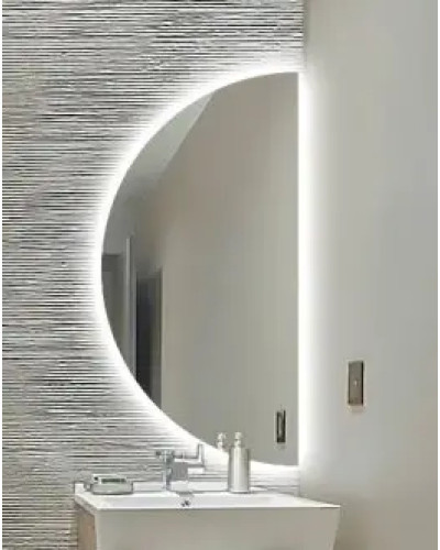 Дзеркало VIDRIO Paula напівкругле ліве з LED-підсвіткою в ванну кімнату