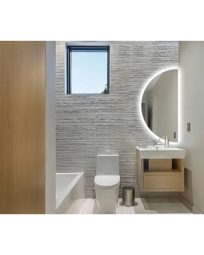 Дзеркало VIDRIO Paula напівкругле ліве з LED-підсвіткою в ванну кімнату