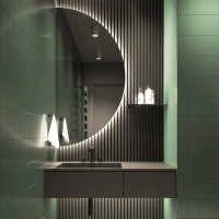 Дзеркало VIDRIO Sara напівкругле праве з LED-підсвіткою в ванну кімнату