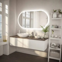 Дзеркало VIDRIO Vito horizontal прямокутне заокруглене з LED-підсвіткою в ванну кімнату