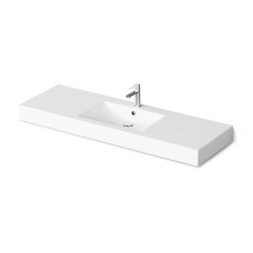 Умивальник підвісний PAA Long Step 1500, литий камінь, по центру, 150х49, Glossy Alpine White
