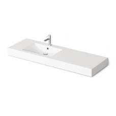 Умивальник підвісний PAA Long Step 1500 A, литий камінь, правий, 150х49, Glossy Alpine White