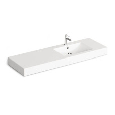 Умивальник підвісний PAA Long Step 1500 A, литий камінь, правий, 150х49, Glossy Alpine White