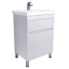 Тумба City White 60 з умивальником Como 60 біла підлогова Мойдодир