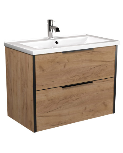 Тумба Line Craft 80 з умивальником Cosmo 80 дуб крафт Мойдодир