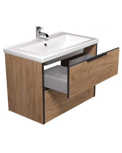 Тумба Line Craft 80 з умивальником Cosmo 80 дуб крафт Мойдодир