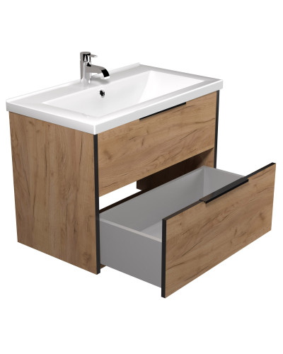 Тумба Line Craft 80 з умивальником Cosmo 80 дуб крафт Мойдодир