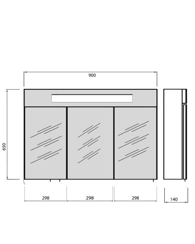 Дзеркальна шафа Мойдодир Oskar ЗШ-90 з LED підсвіткою у ванну кімнату