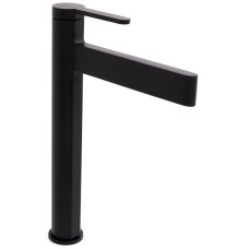 Змішувач для умивальника Clever Velvet II Waterfall високий чорний у ванну кімнату