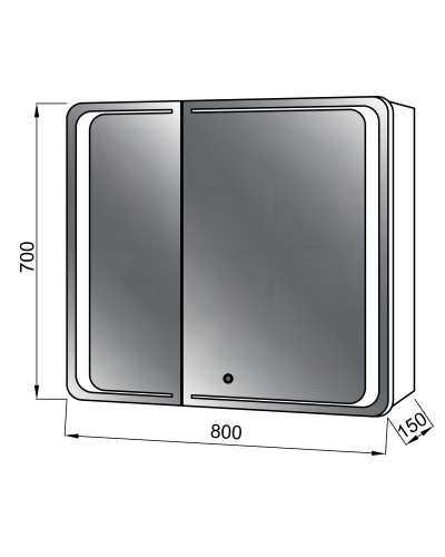 Дзеркальна шафа VIVACE біла Z-80 LED touch control