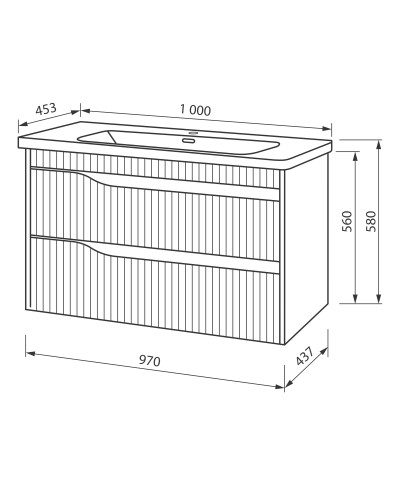 Тумба ЮВВІС Florence бетон матовий ТП-2 Д 100 см з умивальником Квадро