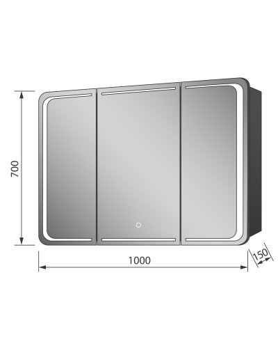 Дзеркальна шафа VIVACE антрацит Z-100 LED touch control